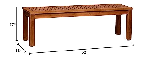 Amazonia Aster Backless Patio Eucalyptus Wood | Ideal for Outdoors and Indoors, 53", Brown Bench