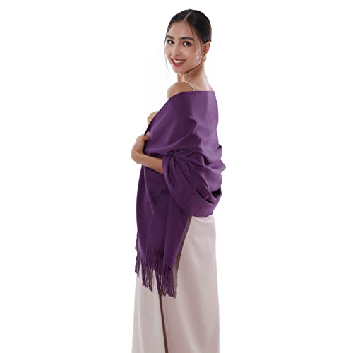 RIIQIICHY Winter Scarfs for Women Pashmina Shawls Wraps for Evening Dresses Large Warm Soft Scarves - color: Purple-1