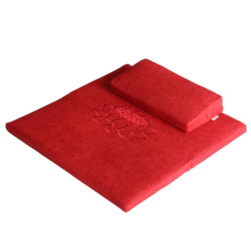 Portable Foldable Meditation Cushion with Washable Premium Cotton and Linen Cover, Square Tatami Yoga Floor Seat Pillow Yoga Mat Meditation Pillow Cushion red-80cm - color: Red, size: 80cm