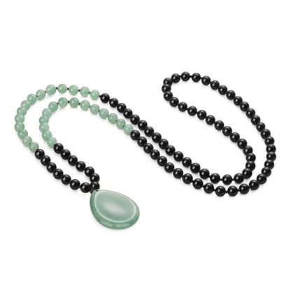 COAI Thumb Worry Stones Necklace for Men Women, Handmade 108 Mala Beaded Necklace for Women Men 8MM - style: Onyx & Green Aventurine