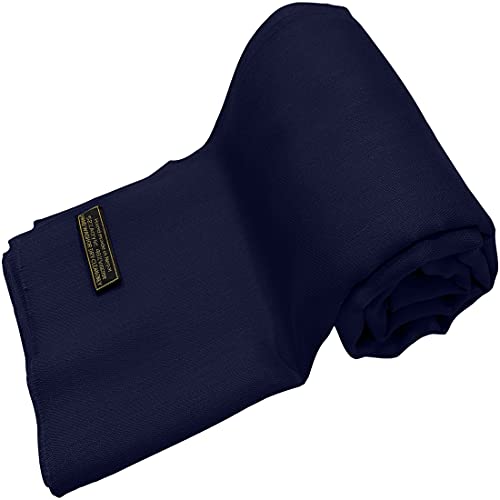 CJ Apparel Solid Color Fringe Design Fringe Shawl Scarf Wrap Stole Throw Head Wrap Pashmina Gift Hand Made in Nepal New - color: Dark Blue Fc1030