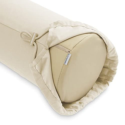 Saloniture Microfiber Cylinder Pillow Case Cover for Massage Table Bolsters - 30 x 9 Inch with Drawstring Closure, Natural - color: Natural