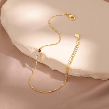 Personalized Birthstone Bracelet for Women – 925 Sterling Silver Adjustable Family Mothers Day Bracelet with Birthstones, Mothers Day, Christmas,Birthday Gift for Mom, Grandma, Wife, Bridesmaid - color: 2 Birthstones