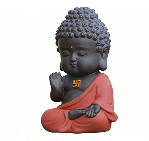 DMtse Buddha Zen Meditation Sitting Ceramic Figurines for Home Decor Accents, Living Room Bedroom Office Decoration Bookshelf TV Stand Decoration Tea Ceremony Sculptures Collection