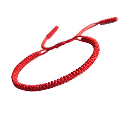 Men Women Chinese Lucky Red String Bracelet Tibetan Buddhist Prayer Handmade Yoga Prayer Rope Mala Bracelet Adjustable Size - color: Red