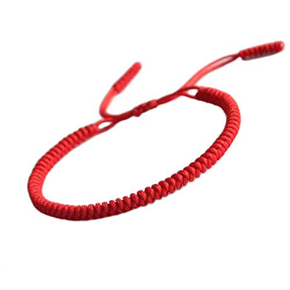Men Women Chinese Lucky Red String Bracelet Tibetan Buddhist Prayer Handmade Yoga Prayer Rope Mala Bracelet Adjustable Size - color: Red