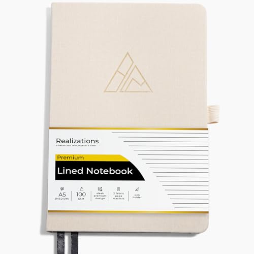 Realizations Journaling Notebooks with Pen Holder | Lined Notebook | 222 Pages Notebook Journal with 100 GSM Paper | Journal Notebooks for Work - color: Beige