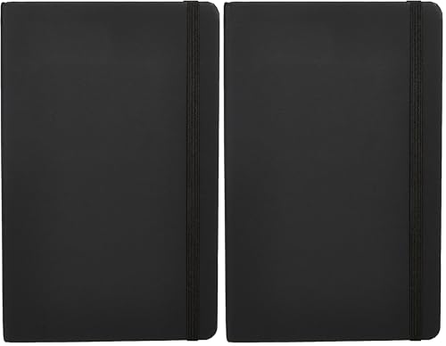 Amazon Basics Classic Grid Notebook for Writing and Note Taking, Hardcover, Graph Ruled, 240 Pages, 5" x 8.25", Black (Pack of 2) - size: 2 Pack, style: Grid