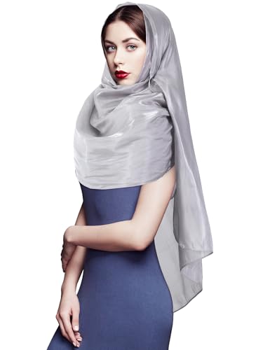 Geyoga Women's Scarf Shawls and Wraps for Evening Dress Fashion Scarf for Wedding Bridesmaid Ramadan Gifts - color: Silver Gray