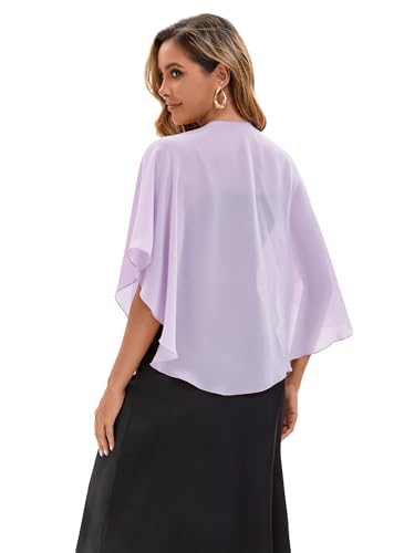 Baoqiya Chiffon Shawl Evening Scarf Shawls and Wraps for Women Wedding Party Bridal Scarves Cover Ups - color: Lavende