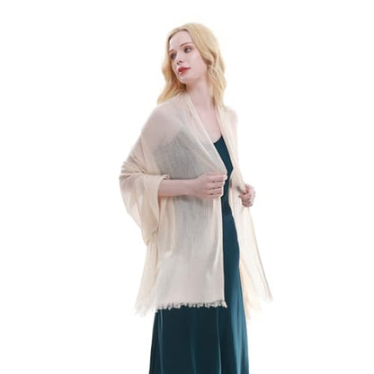 RIIQIICHY Scarf for Women Lightweight Solid Color Long Fashion Gauze Scarves Shawl Wrap - color: Ivory