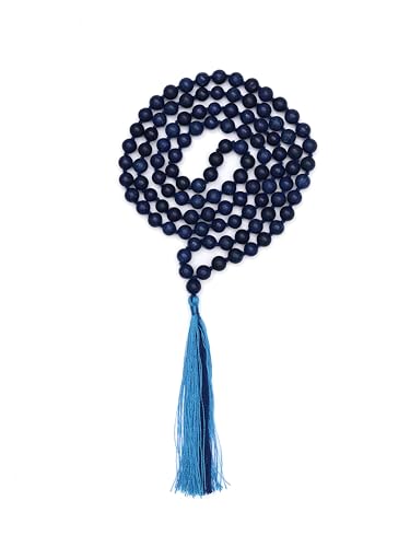 108 Beads Lapis Lazuli Mala Necklace for Meditation, Yoga, Prayer, Reiki & Spiritual Healing – Handcrafted 8mm Natural Gemstone Japa Mala for Spiritual Growth & Third Eye Activation