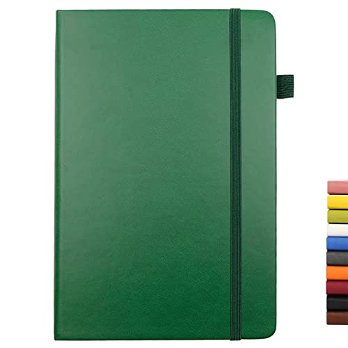 Lined Journal Notebooks with Pen Loop, Hardcover Notebook Journal for Work, 100Gsm Premium Thick Paper with Inner Pocket, Medium 5.7"x8.4", （Dark-Green, Ruled） - color: Dark-green