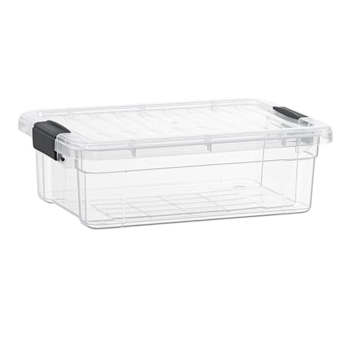 Superio Clear Storage Box with Lid, 13.7 Quart Plastic Container Bins for Organizing, Stackable Crates, BPA Free, Non Toxic, Odor Free, Organizers for Home, Office, School, and Dorm - size: 13.7 Quart