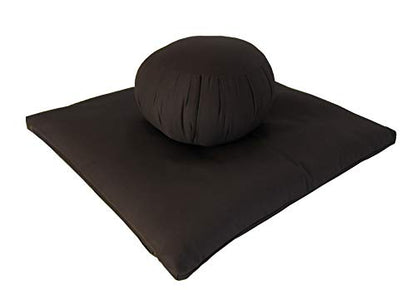 Kapok Zafu and Zabuton Meditation Cushion Set (2pc) - color: Brown