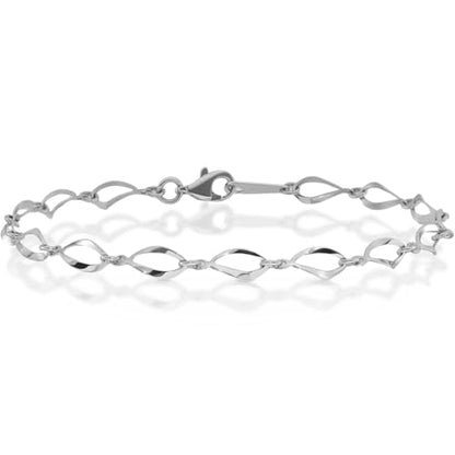 14K White Gold 5mm Thick Link Chain Bracelet 7.25 inch, Polished, Twisted for her IceCarats
