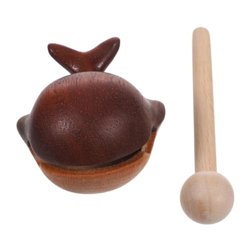 Hand-Carved Wooden Temple Block Whale Design – Natural Wood Percussion Instrument & Car Dashboard Decoration | Whale Sculpture Rhythm Block for Home, Studio, or Meditation Space
