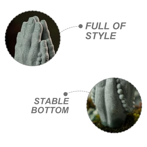 Yardwe Zen Buddha Beads Hand Statue Sandstone Craft Figurine Home Decor Accent Meditation Sculpture for Living Room Tea Room Display