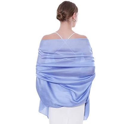 Womens Scarf Pashmina Shawls and Wraps for Evening Dresses Like Chiffon Silk Scarf for Bridal Weddings - color: Blue