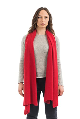 Dalle Piane Cashmere Womens Wool Cashmere Blend Stole Soft Italian Shawl Wrap for Wedding Evening Gift Made in Italy - color: Red