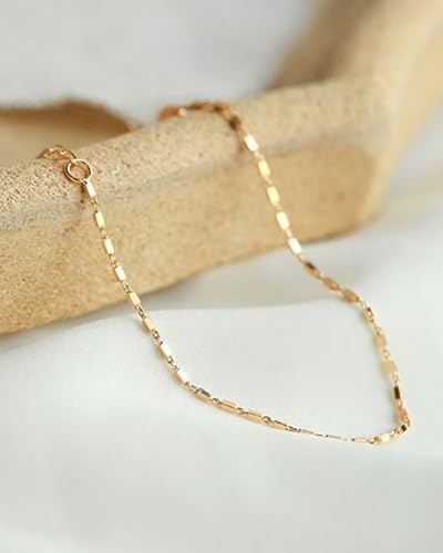Bracelets Anklet for Women Dainty 14k Gold/Sliver Plated Layered Bracelets Cross Link Bracelets Delicate Pearl Box Bracelets Cubic Zirconia Lightweight Chain Bracelet Minimalist Jewelry Gift