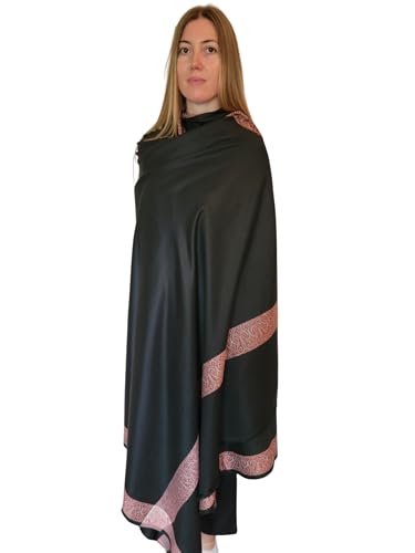 Soft Premium Wool Blend Meditation Shawl - Large Unisex Prayer Wrap, Oversize Scarf & Versatile Blanket - color: Black
