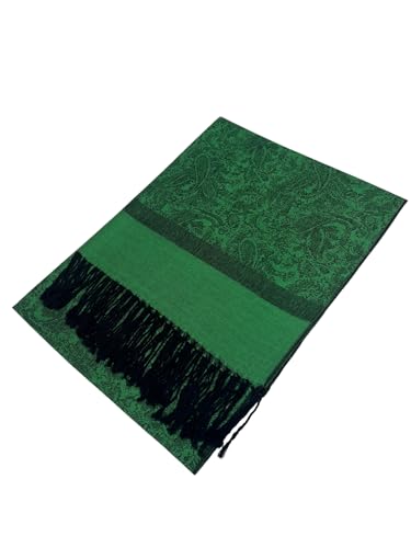 Pashmina Shawl Wrap for Women Soft Lightweight Multi-Purpose Scarf for Weddings, Parties & Casual Wear - color: Jacquard Green Black - Pl18103