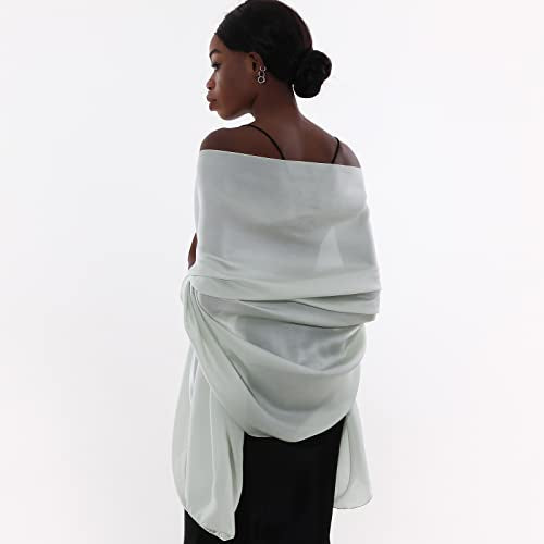 Womens Scarf Pashmina Shawls and Wraps for Evening Dresses Like Chiffon Silk Scarf for Bridal Wedding - color: Light Green