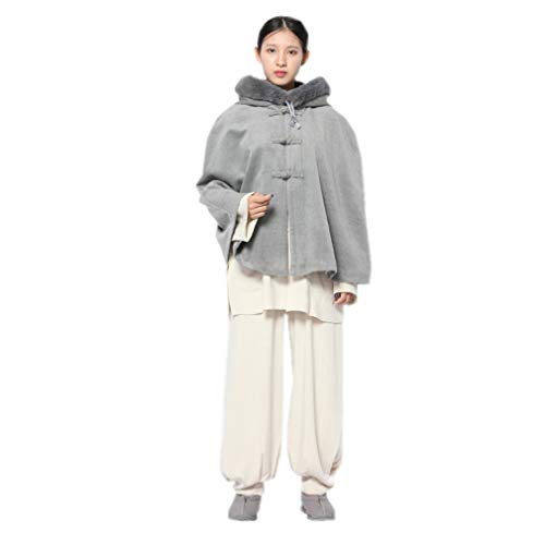 DGXIN Unisex Meditation Hooded Monk Cloak One Size Length 60cm - color: Gray