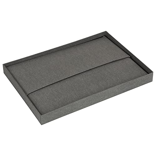 Bigso Karin KD Collapsible Storage Box with Labelframe for Easy Identification - Simple Assembly without Tools - Decorative Storage Boxes with Lids - 8.9in x 12.4in x 5.4in - Light Gray