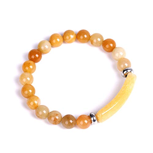 Unisex Healing Stone Bracelets Natural Gemstone Charm Stretch Bracelet Crystal Energy Heart Charm Tiger Eye 8MM Beads Bracelet Handmade Meditation Stone Jewelry Elastic Yoga Bracelet - color: Yellow Topaz