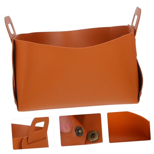 PRETYZOOM Decorative Storage Box Pu Leather Tray Foldable Bins for Makeup Entryway Tabletop Bedside Organizer