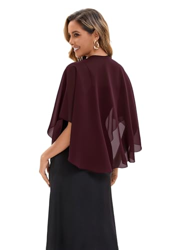 Baoqiya Chiffon Shawl Evening Scarf Shawls and Wraps for Women Wedding Party Bridal Scarves Cover Ups - color: Deep Purple