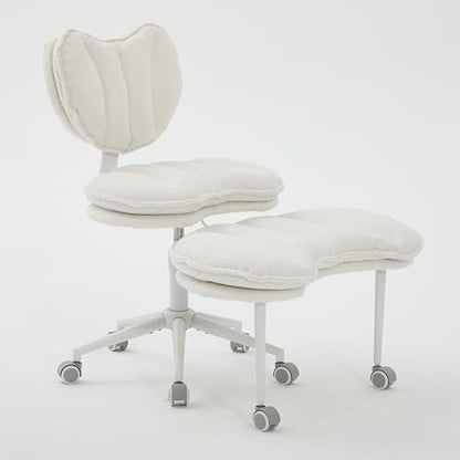 Meditation Chair with Wheels, Ergonomic Criss Cross Chair, Adjustable ADHD Floor Sitting Chair, Swivel Cross Legged Office Chair with High Back, Kneeling Posture Chair, Comfortable Fabric（Beige） - color: （fabric）beige
