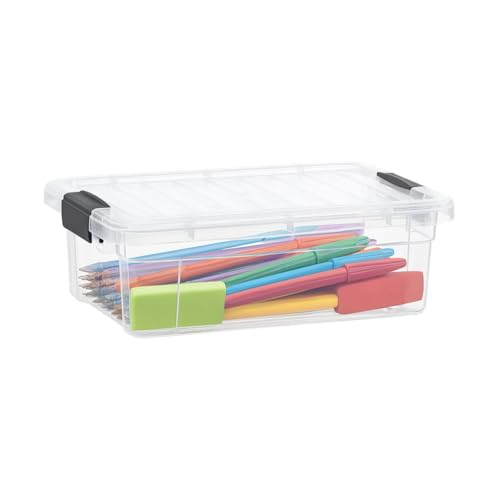 Superio Clear Storage Boxes with Lids, 1.27 Quart Plastic Container Bins for Organizing, Stackable Crates, BPA Free, Non Toxic, Odor Free, Organizers for Home, Office and Dorm - size: 1.27 Quart