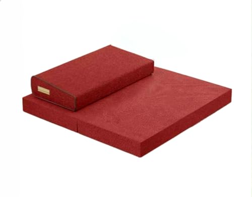 Square Handcrafted Meditation Mat,Portable Foldable Floor Cushion Outdoor Coconut Fibre Linen Yoga Cushion(Size:60x60cm(24x24inch),Color:red-2) - color: Red-2, size: 60x60cm(24x24inch)