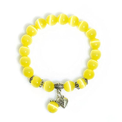Natural Stretch Gemstone Bracelet Healing Stone Beaded Bracelets for Women Men Gifts (Unisex) - color: Yellow