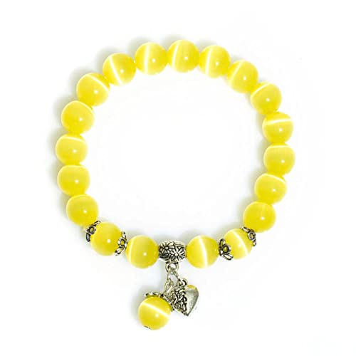 Natural Stretch Gemstone Bracelet Healing Stone Beaded Bracelets for Women Men Gifts (Unisex) - color: Yellow