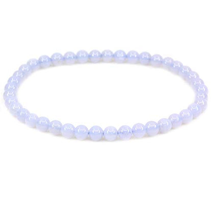 Keleny 4mm Natural Round Beads Gemstones Rock Crystal Stretch Bracelet 7 Inch Unisex - color: A Grade Blue Lace Agate
