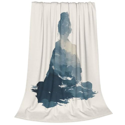 Abstract Female Silhouette in Seated Meditation Blanket Anti Pilling Throw Fleece Flannel Lightweight Cozy Bedspread Living Room Women Adults and Kids Bed Sofa 40"X30"