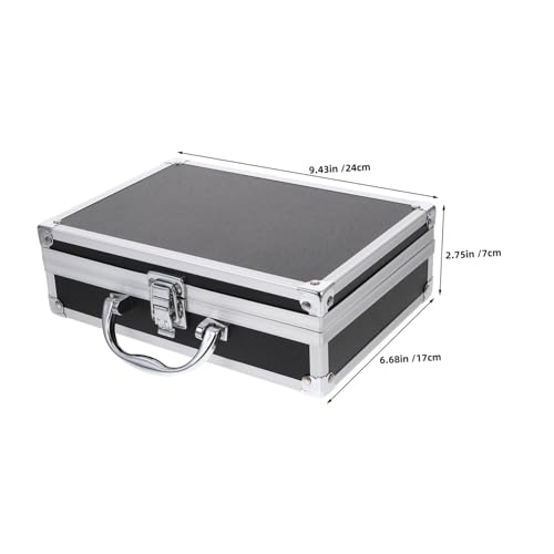 Beaupretty Handheld Aluminum Tool Case Multi Functional Briefcase with Capacity Storage for Home Office Travel Durable Hard Shell Design Convenient Carry Handle Black