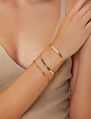 925 Sterling Silver Paperclip Chain Bracelet 3/4/5mm Silver Bracelet for Women Men Silver Bracelet 6.5-9 Inches - color: Gold 4mm, size: 6.5