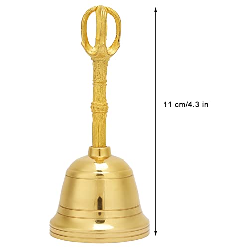 Pure Brass Hand Bell,4.5 Inch Hand Rattle Buddhist Meditation Hand Bell Feng Shui Taoist Instrument Religious Hand Bell for Meditation Prayer Clarity