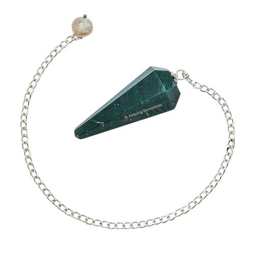 Amazing Gemstone Bloodstone Crystal Pendulum for Divination - Certified Dowsing Crystals and Healing Stones for Chakra Balancing and Meditation - Enhance Reiki Spiritual Growth - color: Bloodstone