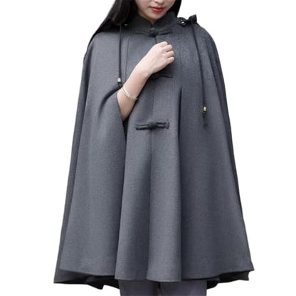 Meditation Cloak with Removable Zipper Hood Prayer Warm Robe Cozy Cape Poncho Women Men Oversize Coat - color: Gray, size: Medium