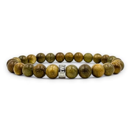 Everwood Premium Green Verawood Beaded Bracelet – 8mm Natural Hardwood Beads – Handmade Stretch Bracelet for Men and Women – Thoughtful Gift, Cascade Collection Original