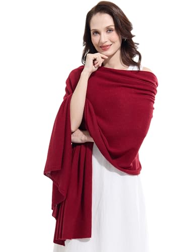 Soft Cashmere Blend Wrap Chic Scarf Stole for Women Wayfarer Travel Extra Large 87"x28" - color: Burgundy
