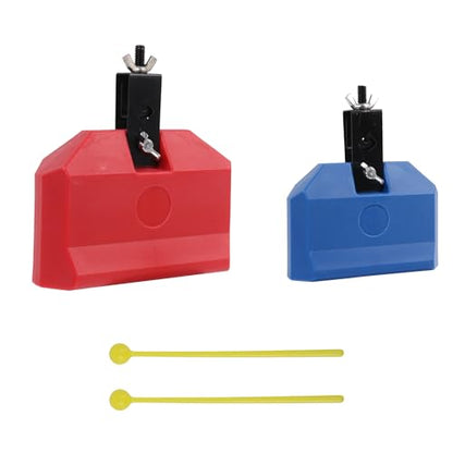 2 Pieces High Pitched Plastic Musical Percussion Instruments Red Block 170×150×50MM & Blue Block 150×120×40MM