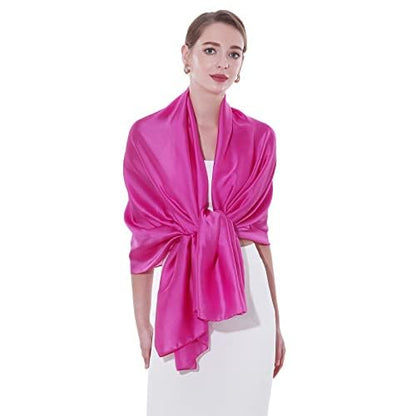 Womens Scarf Pashmina Shawls and Wraps for Evening Dresses Like Chiffon Silk Scarf for Bridal Weddings - color: Rose Pink
