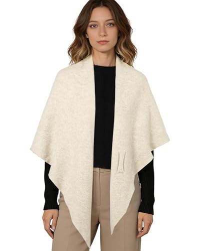 Women's Pashmina Shawl Wraps for Evening Dresses Wedding Bridal Open Front Poncho Cape Soft Large Scarf - color: Beige